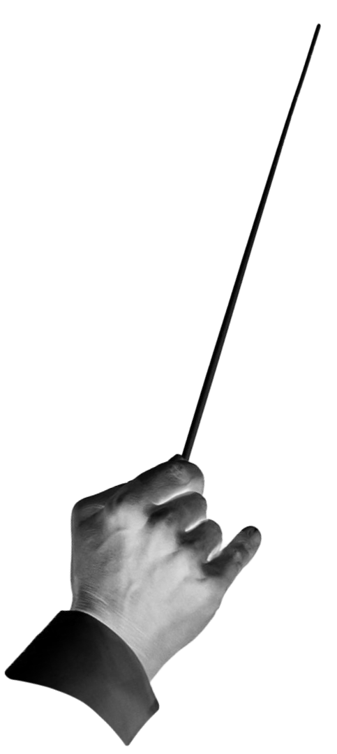 指揮棒を振る手